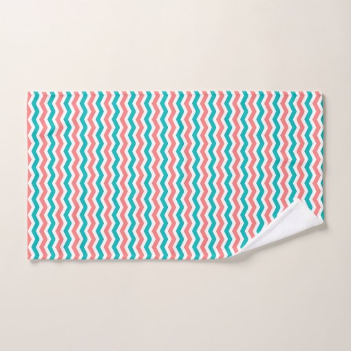 Coral and Teal Chevron Bath Towel Set Zazzle
