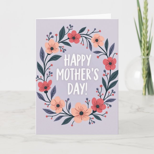 Coral And Teal Mothers Day Card (Front)
