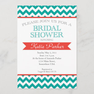 Coral and turquoise Couples Bridal Shower Invite