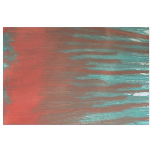 Coral and Turquoise Drips Watercolor Decoupage   Tissue Paper