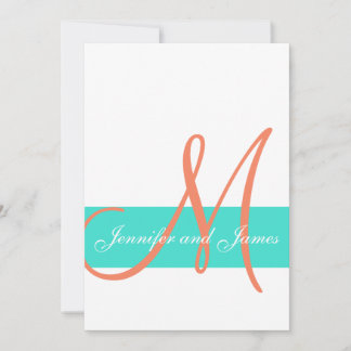 Coral and Turquoise Modern Wedding Invitation