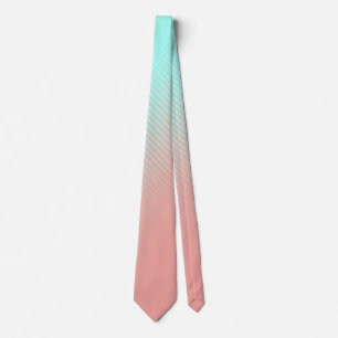 Coral and Turquoise Striped Neck Tie
