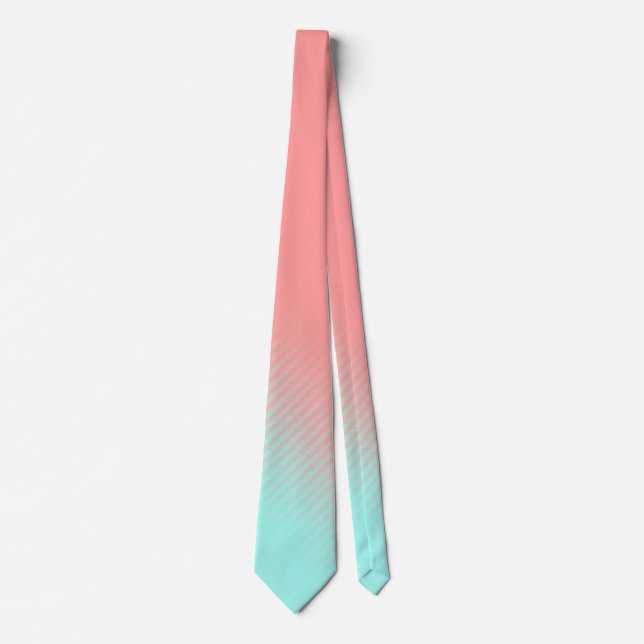 Coral and Turquoise Stripes Neck Tie (Front)