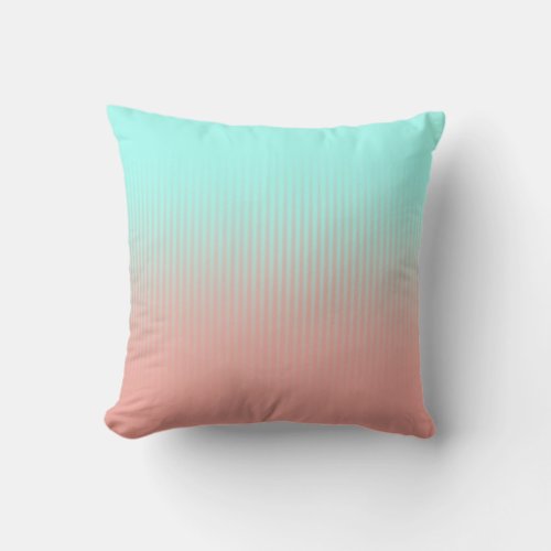 Coral and Turquoise Stripes Throw Pillow