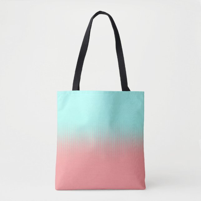 Coral and Turquoise Stripes Tote Bag (Front)