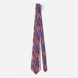coral and violet pattern neck tie
