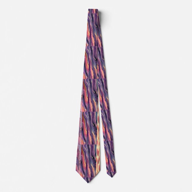 coral and violet pattern neck tie (Front)