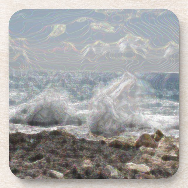 Coral and Waves Beverage Coaster (Front)