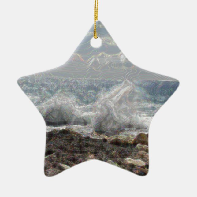 Coral and Waves Ceramic Ornament (Front)