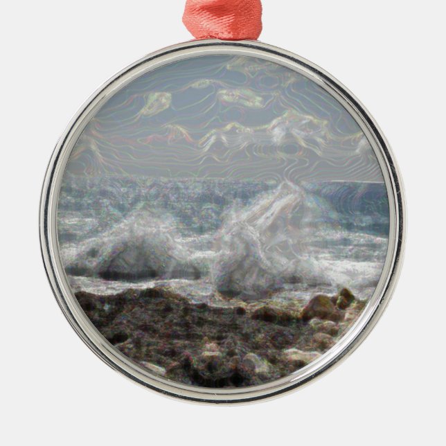 Coral and Waves Metal Ornament (Front)