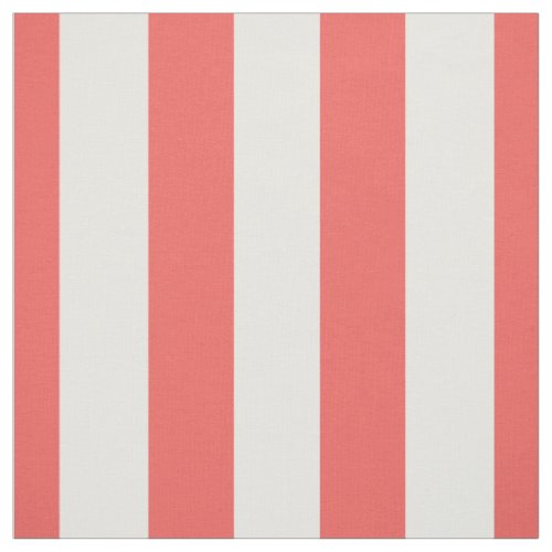 Coral and White 15 Stripes Pattern Fabric