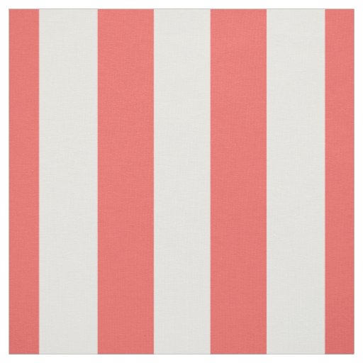 Coral and White 1.5" Stripes Pattern Fabric