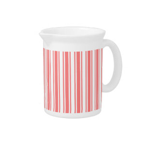 Coral and white candy stripes beverage pitcher