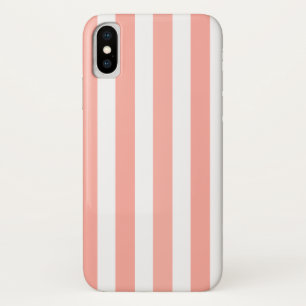 Coral and white candy stripes iPhone x case