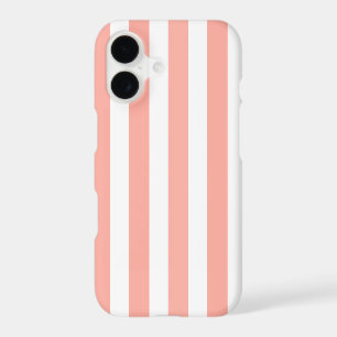 Coral and white candy stripes iPhone 17 case