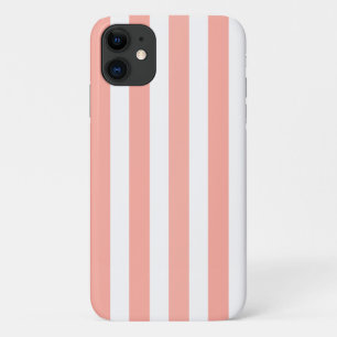 Coral and white candy stripes iPhone 11 case