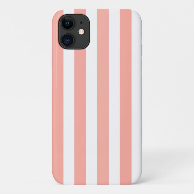 Coral and white candy stripes Case-Mate iPhone case (Back)