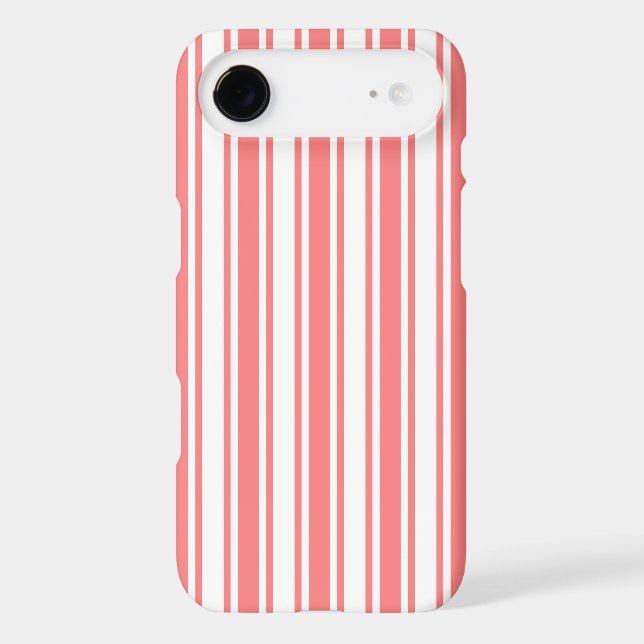 Coral and white candy stripes Case-Mate iPhone case (Back)