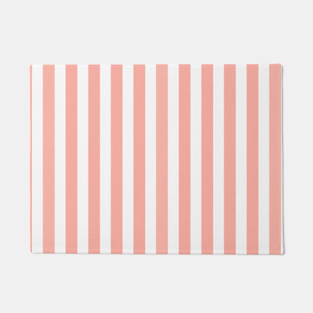 Coral and white candy stripes doormat (Front)