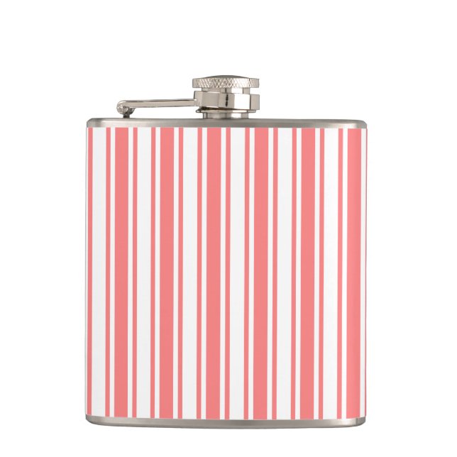Coral and white candy stripes flask (Front)