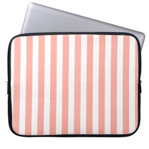 Coral and white candy stripes laptop sleeve
