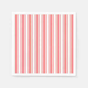 Coral and white candy stripes napkins