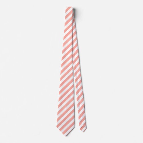Coral and white candy stripes neck tie