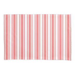 Coral and white candy stripes pillow case