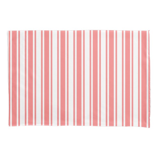 Coral and white candy stripes pillow case (Front)