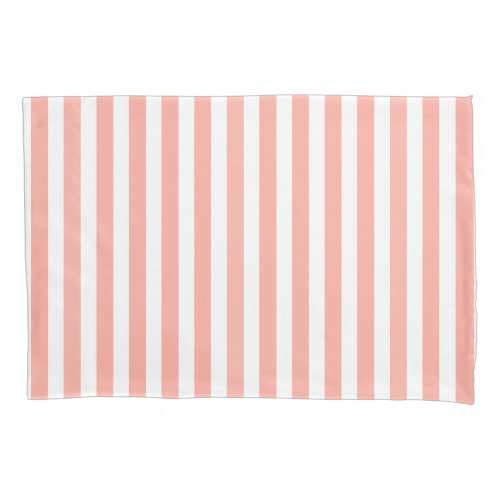 Coral and white candy stripes pillow case
