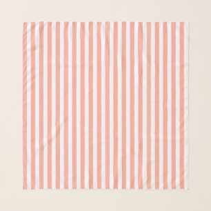 Coral and white candy stripes scarf