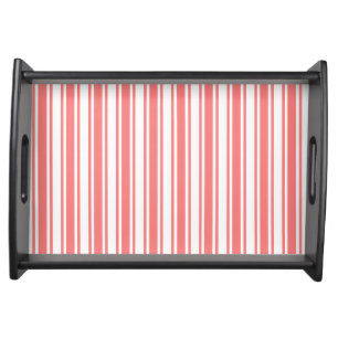 Coral and white candy stripes serving tray