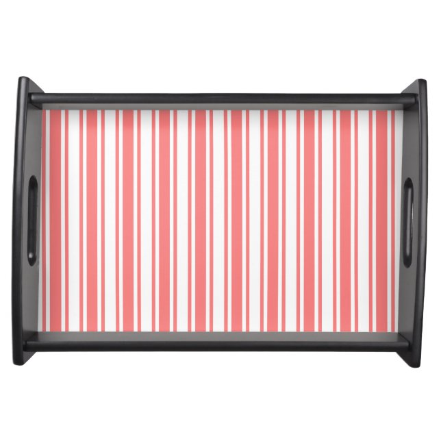 Coral and white candy stripes serving tray (Front)