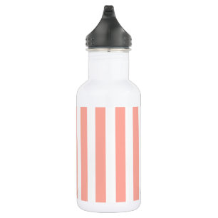 Coral and white candy stripes stainless steel water bottle