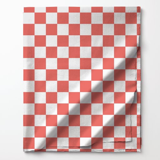 Coral and White Checkerboard Fabric