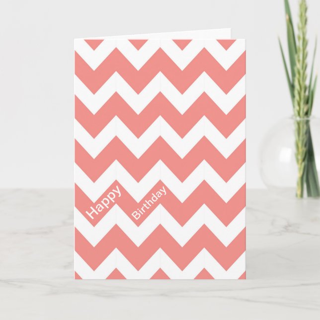 Coral and White Chevron Card (Front)