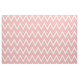 Coral And White Chevron Pattern Fabric