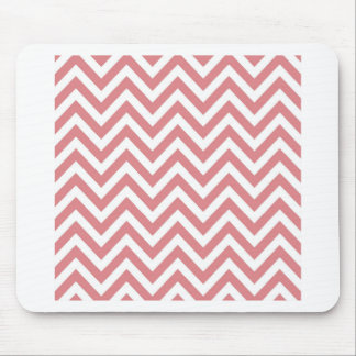 Coral and White Chevron Zigzag Pattern Mouse Pad