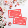 Coral and White Chic Greek Key Border Business Card