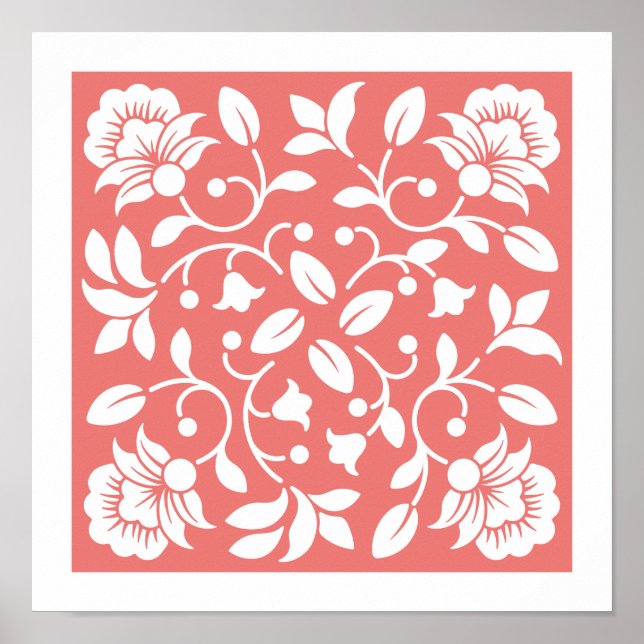 Coral and White Color flower Poster (Front)