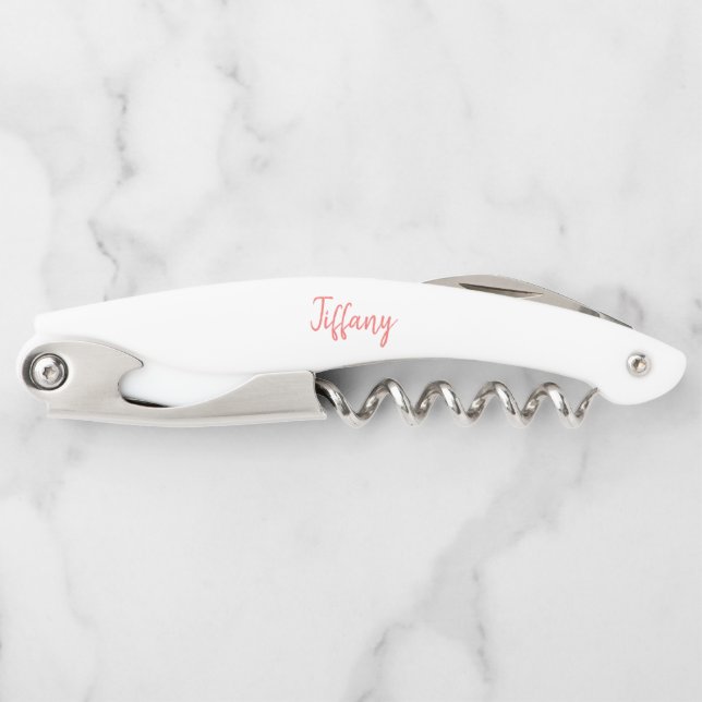 Coral and White Elegance Waiter's Corkscrew (Front)