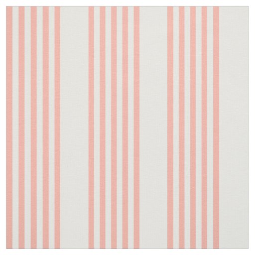 Coral and white five stripe pattern fabric