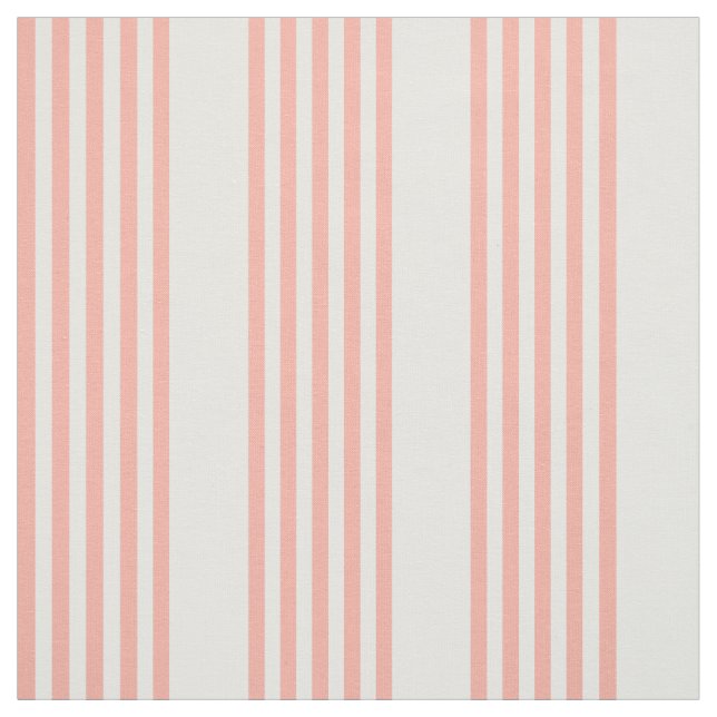 Coral and white five stripe pattern fabric (Swatch)