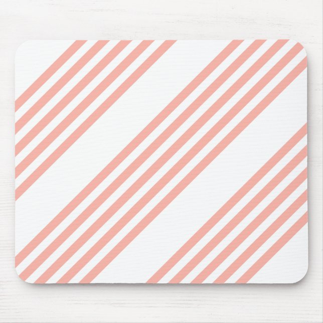 Coral and white five stripe pattern mouse pad (Front)