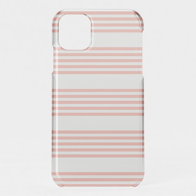 Coral and white five stripe pattern uncommon iPhone case (Back)