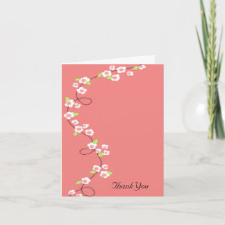 Coral and White Floral Thank You Card