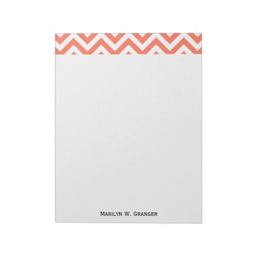 Coral and White Large Chevron ZigZag Pattern Notepad