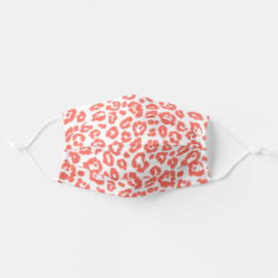Coral and White Leopard Pattern Adult Cloth Face Mask