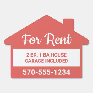 Coral and White Modern House For Rent Sign