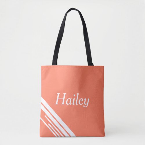 Coral and White Monogram Everyday Tote Bag